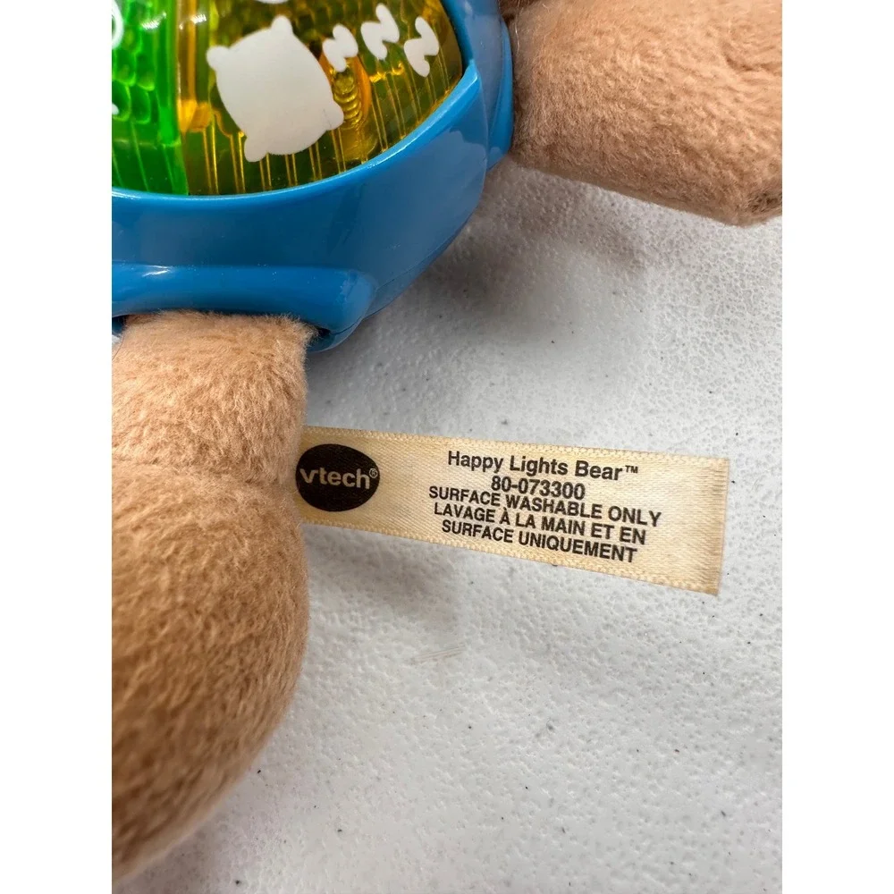 VTech Happy Lights Bear Plush Musical Stuffed Animal Toy Brown Blue 7 in Nursery